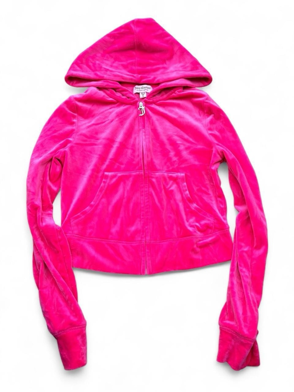 Juicy Couture Velour Zip-Up Hoodie – Pink, S